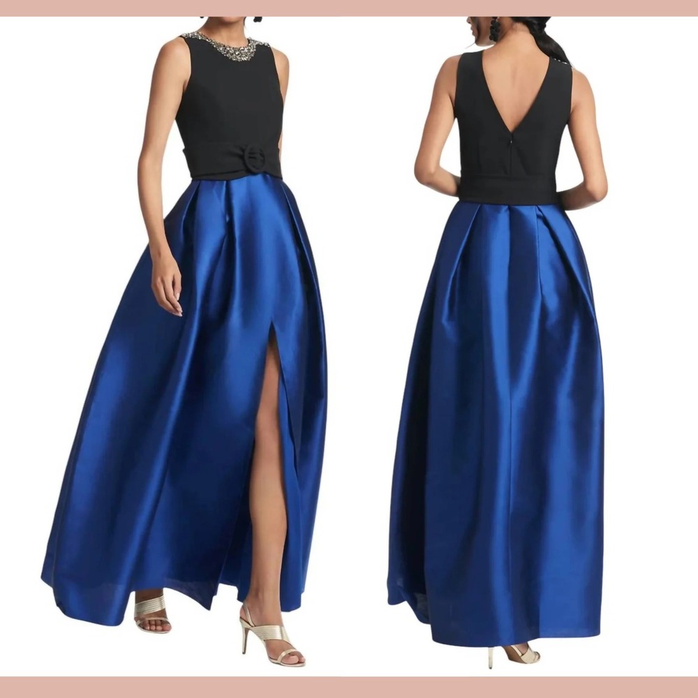 NEW $1095 SACHIN & BABI [‎ 10 ] Monica Sleeveless Sequined BallGown Black #J2111